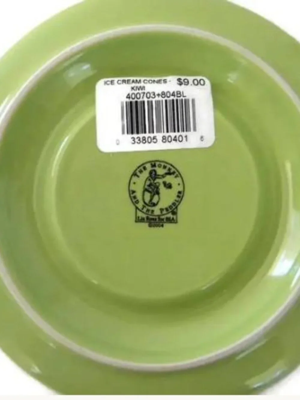 Liz Ross for BIA Ice Cream Cone Cup and Saucer Set The Monkey Peddler Green